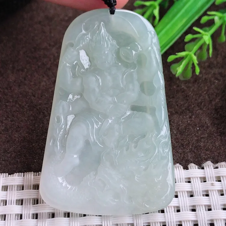 自然光老坑冰润起胶冰晴底不动明王吊坠翡翠玉坠尺寸55/35.2/5.6