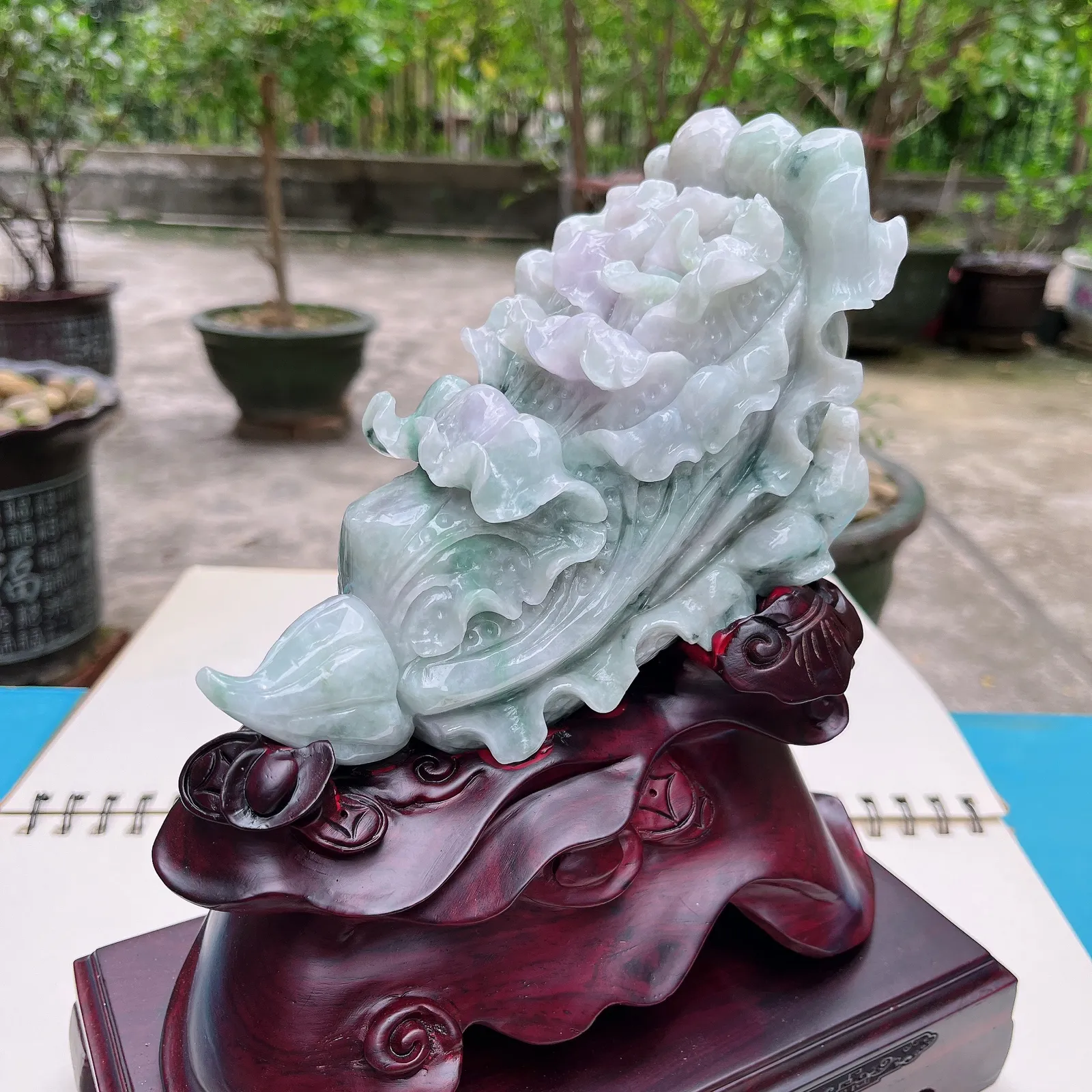 天然翡翠A货老坑水润春彩招财进宝百财摆件 裸石尺寸：145/155/80mm连底坐：230/220/110mm 重量：1470.00g