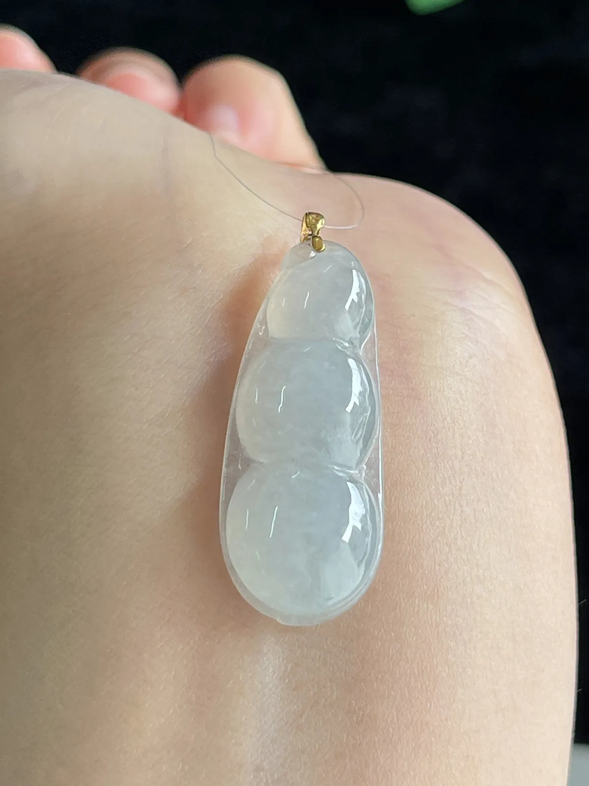 翡翠冰糯种白色福豆