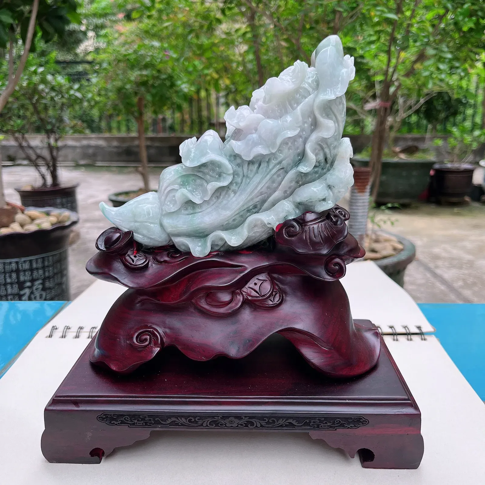 天然翡翠A货老坑水润春彩招财进宝百财摆件 裸石尺寸：145/155/80mm连底坐：230/220/