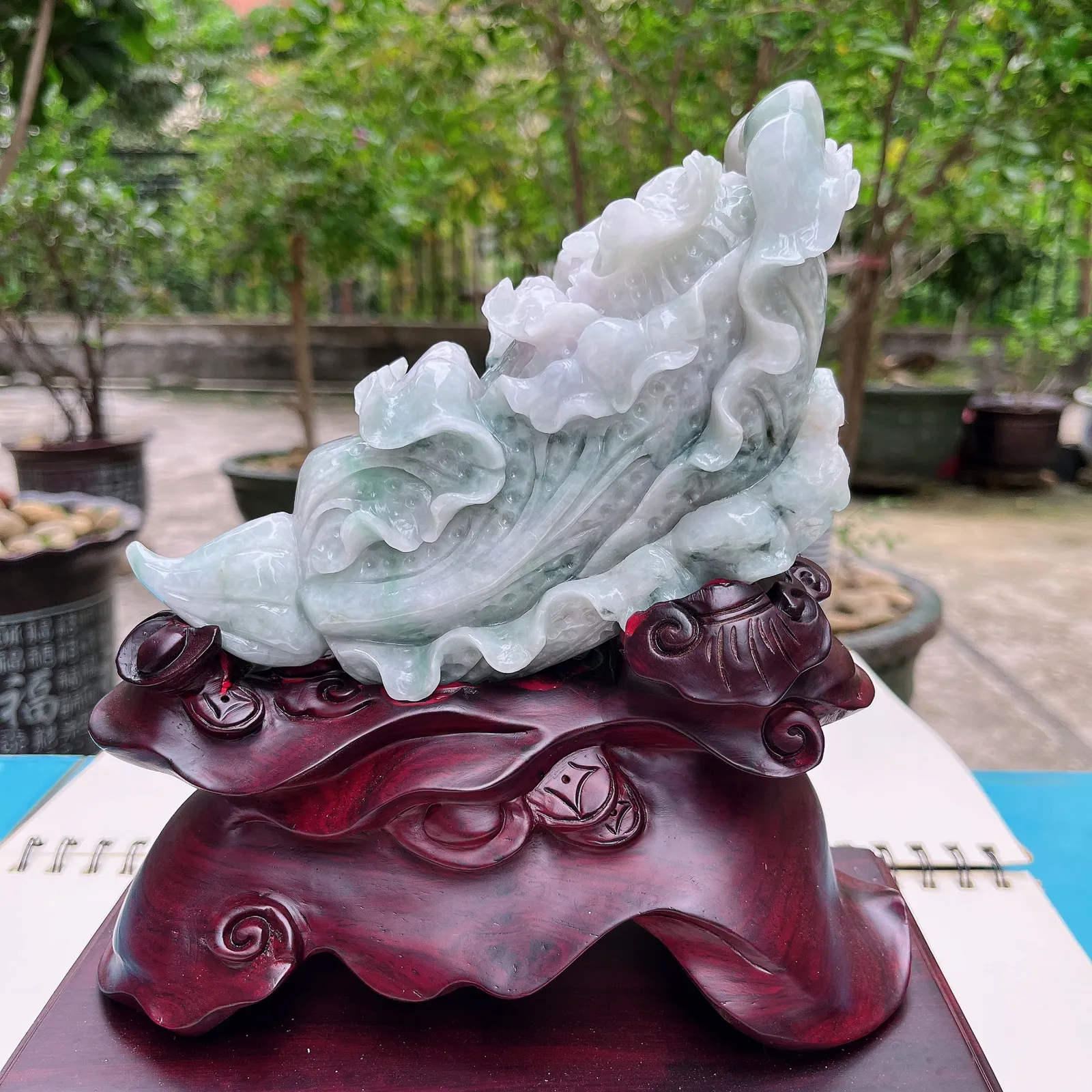 天然翡翠A货老坑水润春彩招财进宝百财摆件 裸石尺寸：145/155/80mm连底坐：230/220/110mm 重量：1470.00g