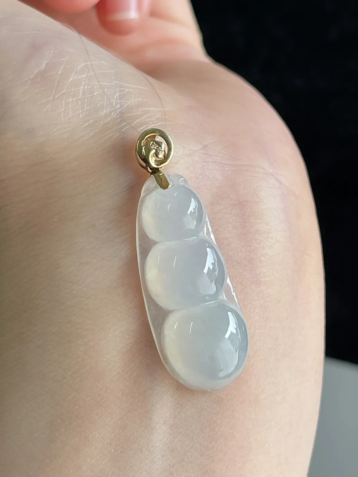 翡翠冰糯种白色福豆