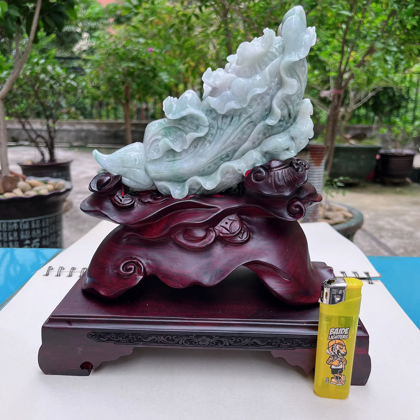 天然翡翠A货老坑水润春彩招财进宝百财摆件 裸石尺寸：145/155/80mm连底坐：230/220/