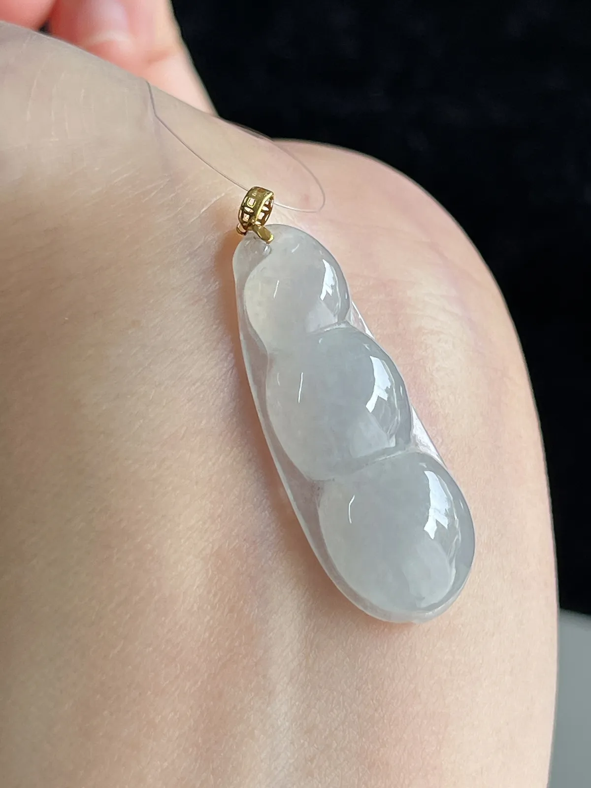 翡翠冰糯种白色福豆