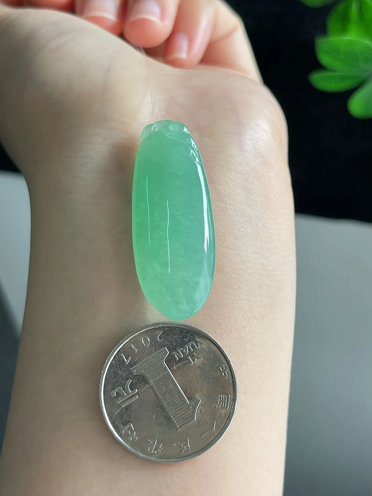 翡翠冰糯种浅绿色福瓜