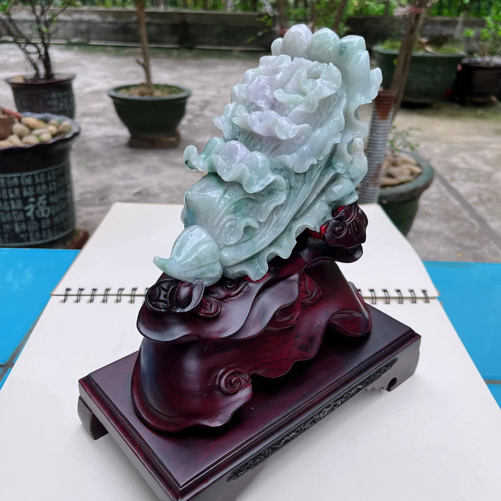 天然翡翠A货老坑水润春彩招财进宝百财摆件 裸石尺寸：145/155/80mm连底坐：230/220/110mm 重量：1470.00g