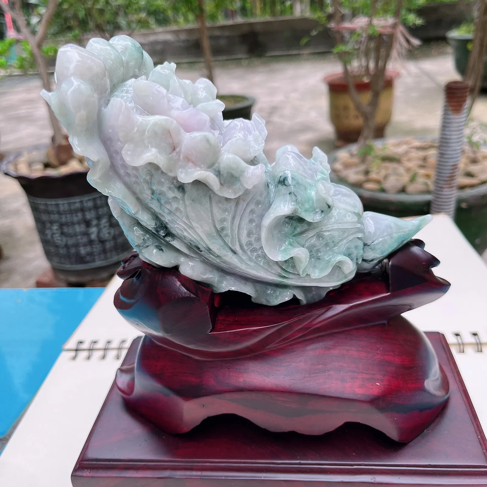 天然翡翠A货老坑水润春彩招财进宝百财摆件 裸石尺寸：145/155/80mm连底坐：230/220/110mm 重量：1470.00g