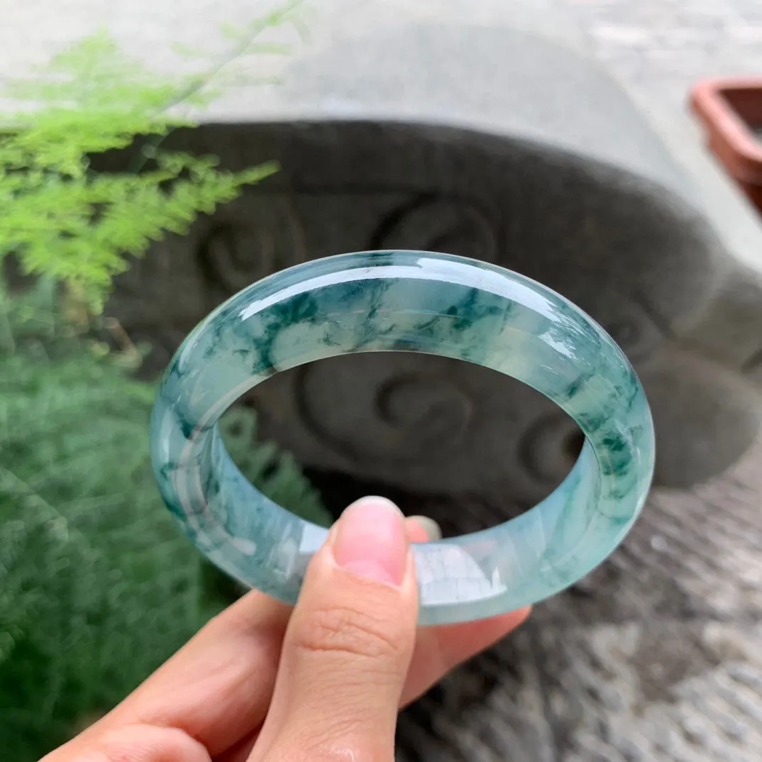 宽版大圈口 58.3-15.9-8.8【冰种飘花正圈手镯】正圈58 59可戴