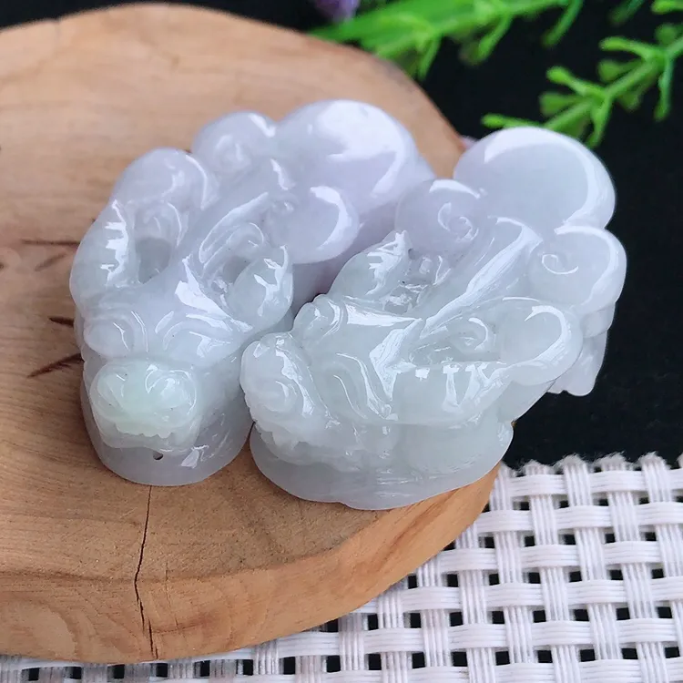自然光老坑精美温润貔貅吊坠一对翡翠玉坠尺寸46.5/22.8/14.7