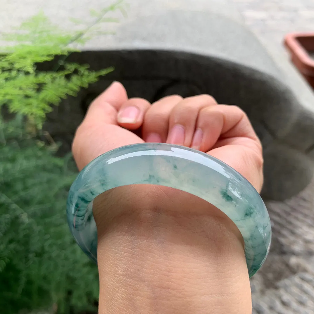 宽版大圈口 58.3-15.9-8.8【冰种飘花正圈手镯】正圈58 59可戴