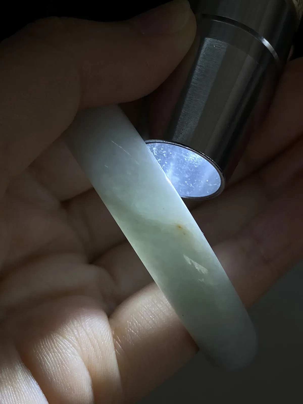 正圈53.8圈口，翡翠糯化种白色手镯