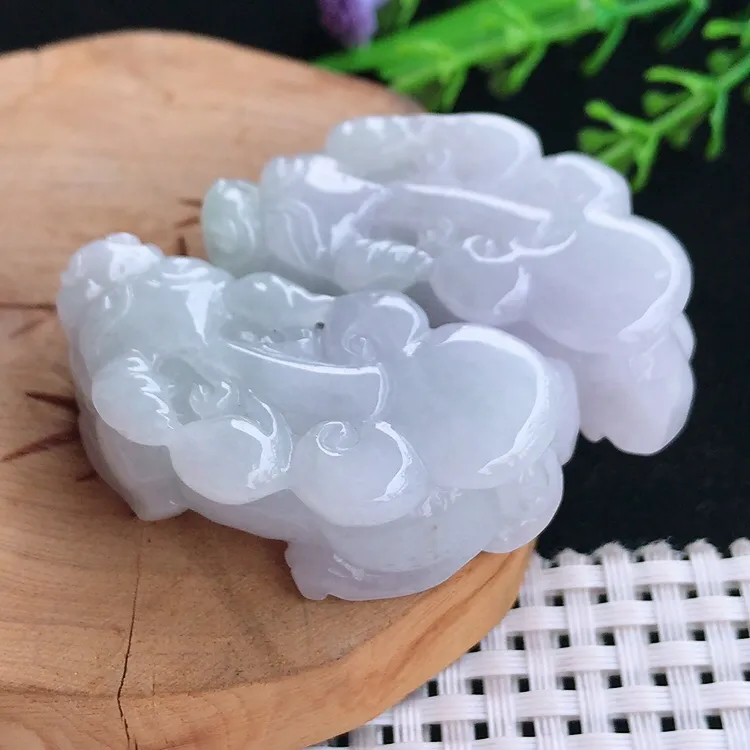自然光老坑精美温润貔貅吊坠一对翡翠玉坠尺寸46.5/22.8/14.7