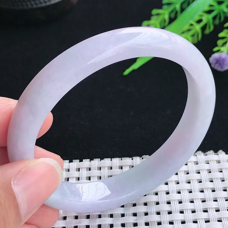 自然光57圈口老坑精美温润紫罗兰贵妃手镯翡翠玉镯尺寸57/50.5/11.3/7.4