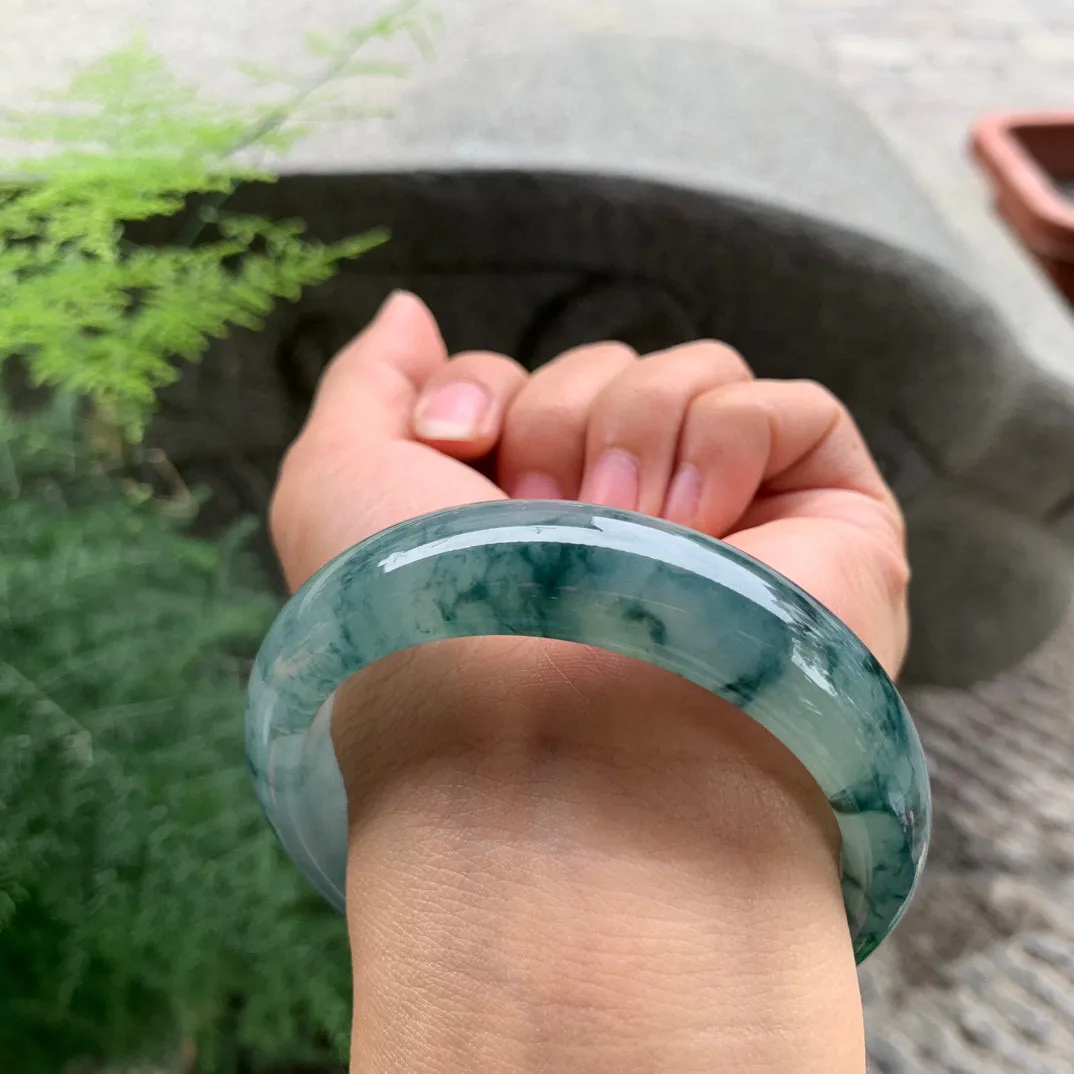 宽版大圈口 58.3-15.9-8.8【冰种飘花正圈手镯】正圈58 59可戴