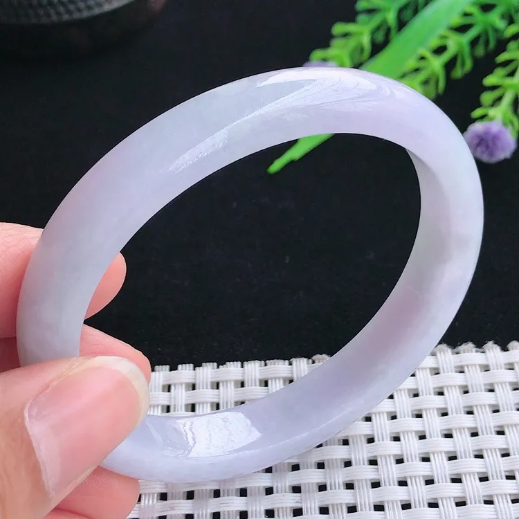 自然光57圈口老坑精美温润紫罗兰贵妃手镯翡翠玉镯尺寸57/50.5/11.3/7.4
