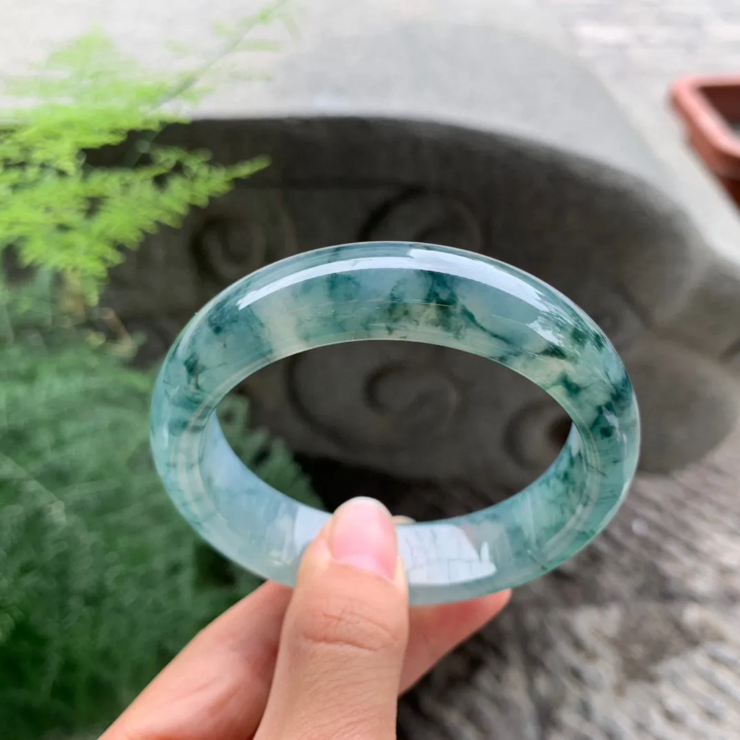 宽版大圈口 58.3-15.9-8.8【冰种飘花正圈手镯】正圈58 59可戴