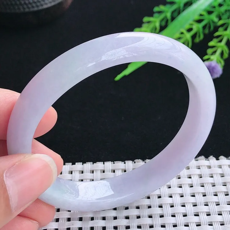 自然光57圈口老坑精美温润紫罗兰贵妃手镯翡翠玉镯尺寸57/50.5/11.3/7.4