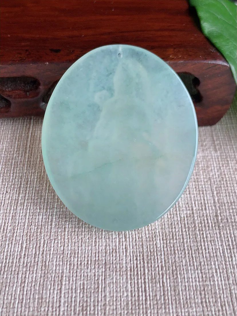 缅甸a货翡翠ddj老坑冰种晴水普贤菩萨吊坠 整体47.3×39×5mm 20.83
