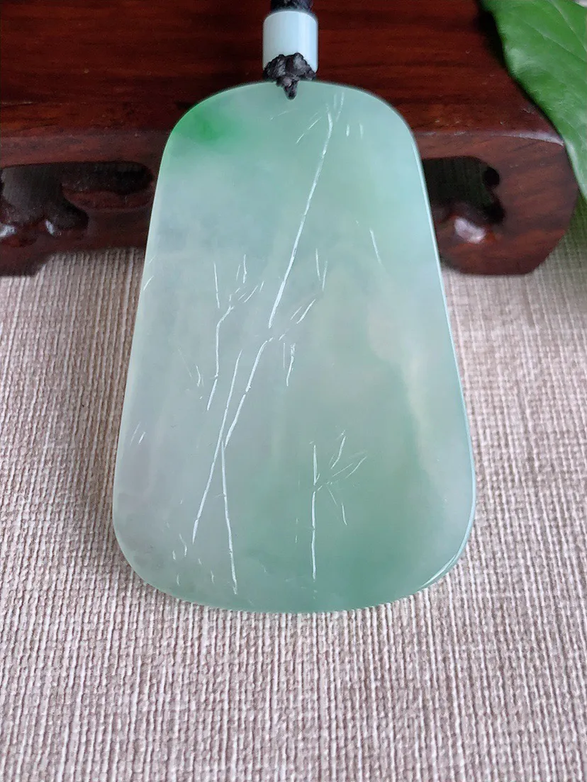 缅甸a货翡翠ddj老坑冰种晴绿观音吊坠 整体62.3×39.7×6mm 33.68