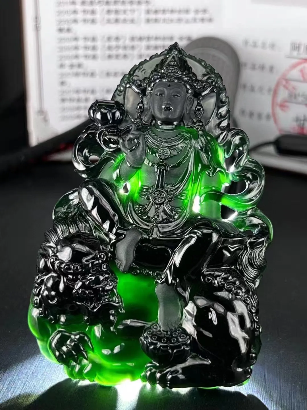 墨翠摆件 阿摩提观音 尺寸84