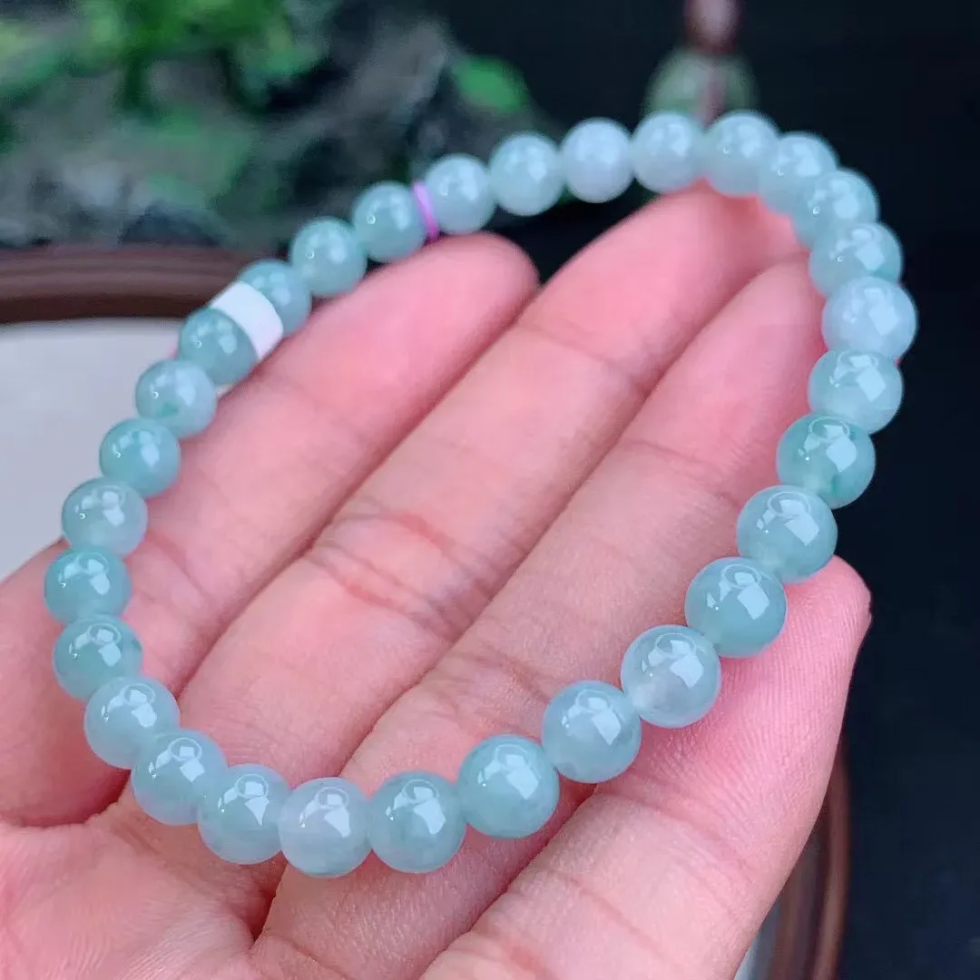 缅甸天然翡翠A货 老坑料起胶冰润 满色圆珠手串 手链  
尺寸6.2mm  y 12.86