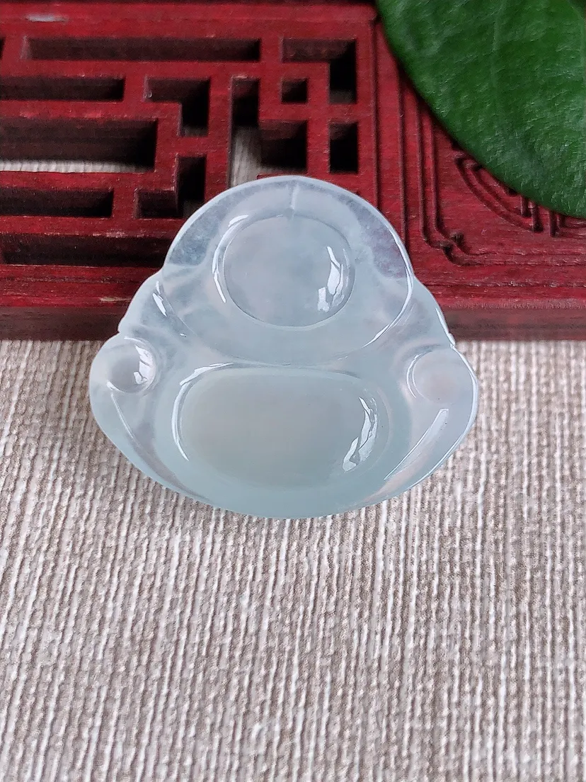 天然A货翡翠白月光佛公吊坠尺寸26.6×29.8×5.7m量6.77g 0504