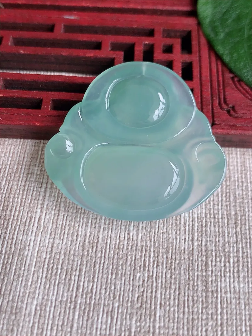 天然A货翡翠晴水佛公吊坠尺寸32×35.5×6.4m量10.56g 0504