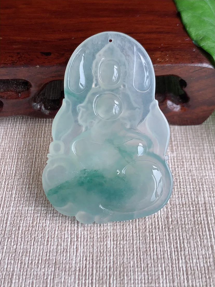 天然A货翡翠飘花普贤菩萨吊坠尺寸50.6×34×4.7m量13.38g 0504