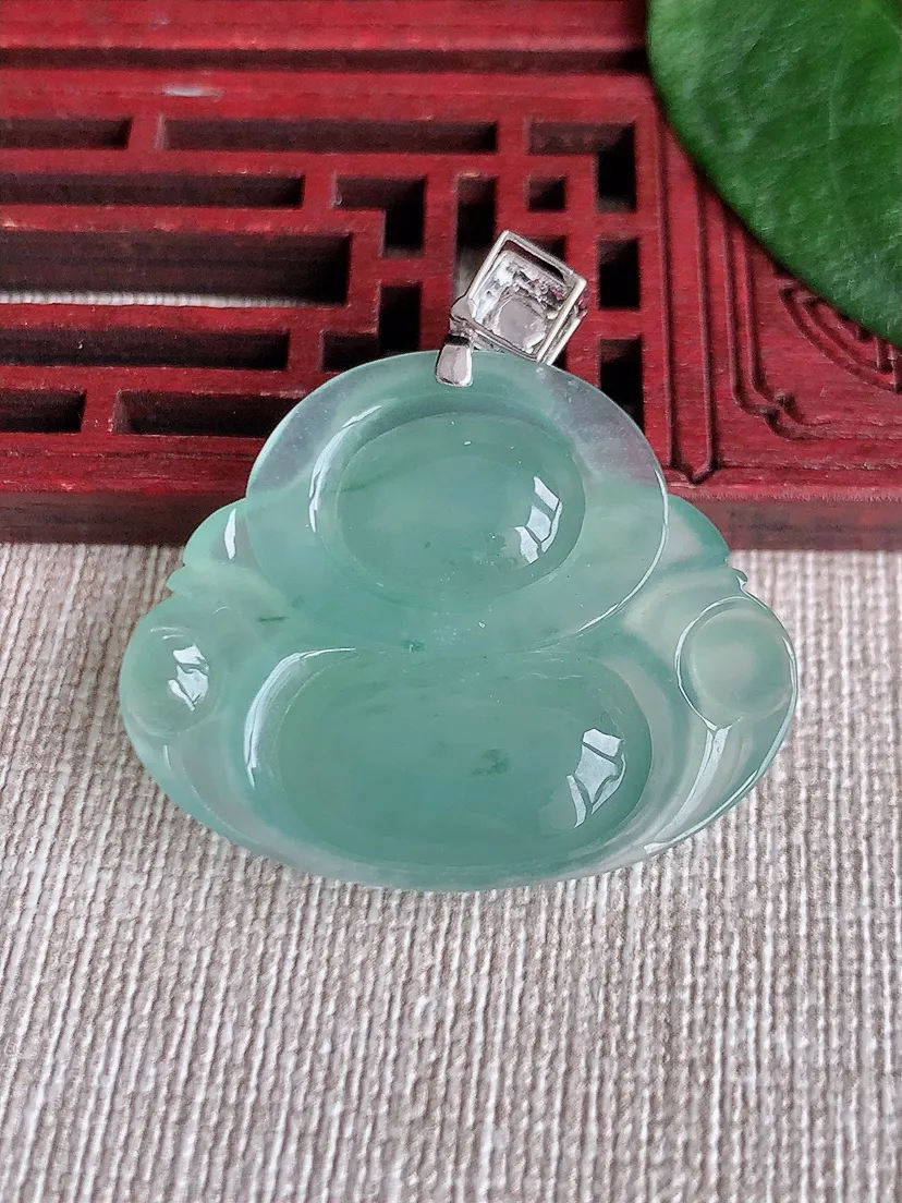 天然A货翡翠18K晴水佛公吊坠尺寸38.6×28.6×35×6.7m量10.60g 0504