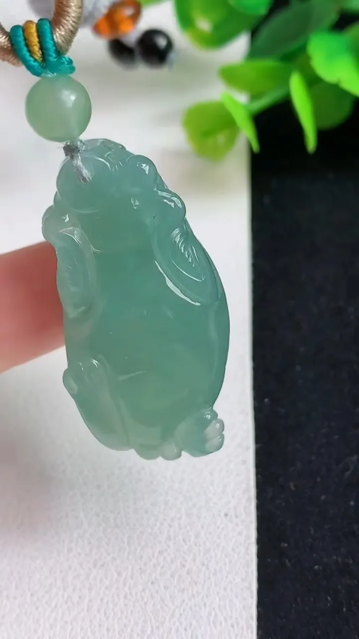 天然A货翡翠龙龟吊坠，尺寸37.3-19-13，重量:19.46g
5月5日