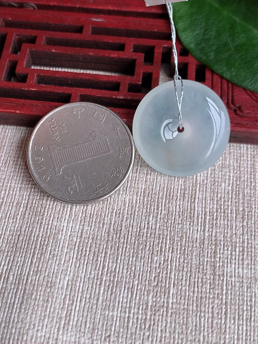 天然A货翡翠白月光平安扣吊坠尺寸22.3×6m量6.16g 0504