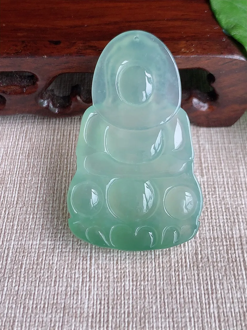 天然A货翡翠晴水正装观音吊坠尺寸50×30.6×5.8m量15.80g 0504