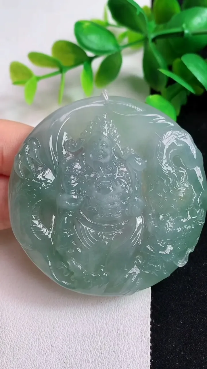 天然A货翡翠祥龙财神爷吊坠，尺寸57.3-6，重量:43.60g
5月6日