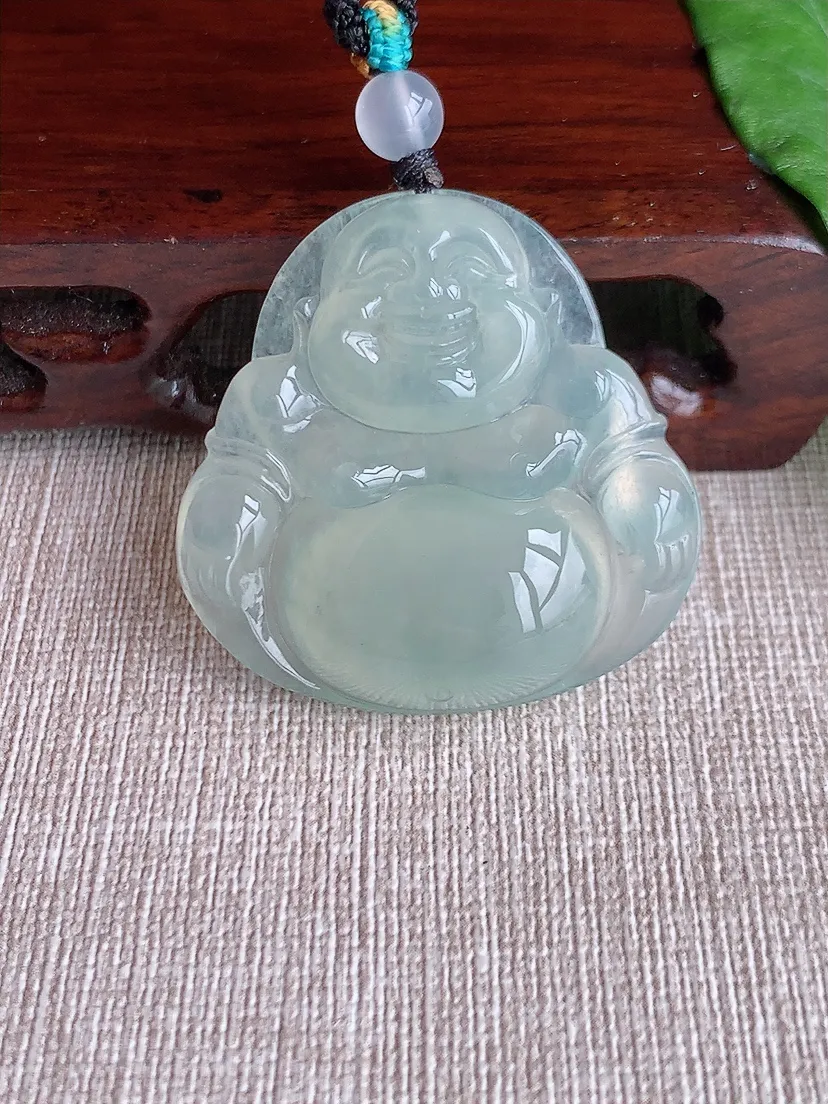 天然A货翡翠晴水大佛公吊坠尺寸38×38.3×8.6m量20.93g 0504