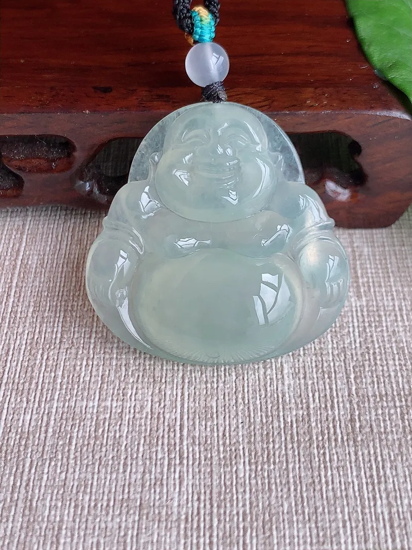 天然A货翡翠晴水大佛公吊坠尺寸38×38.3×8.6m量20.93g 0504