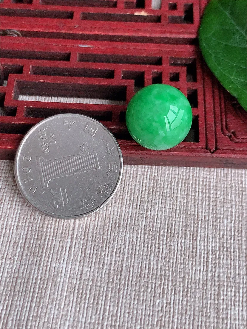 天然A货翡翠满绿圆珠转运件尺寸15m量6.08g 0506