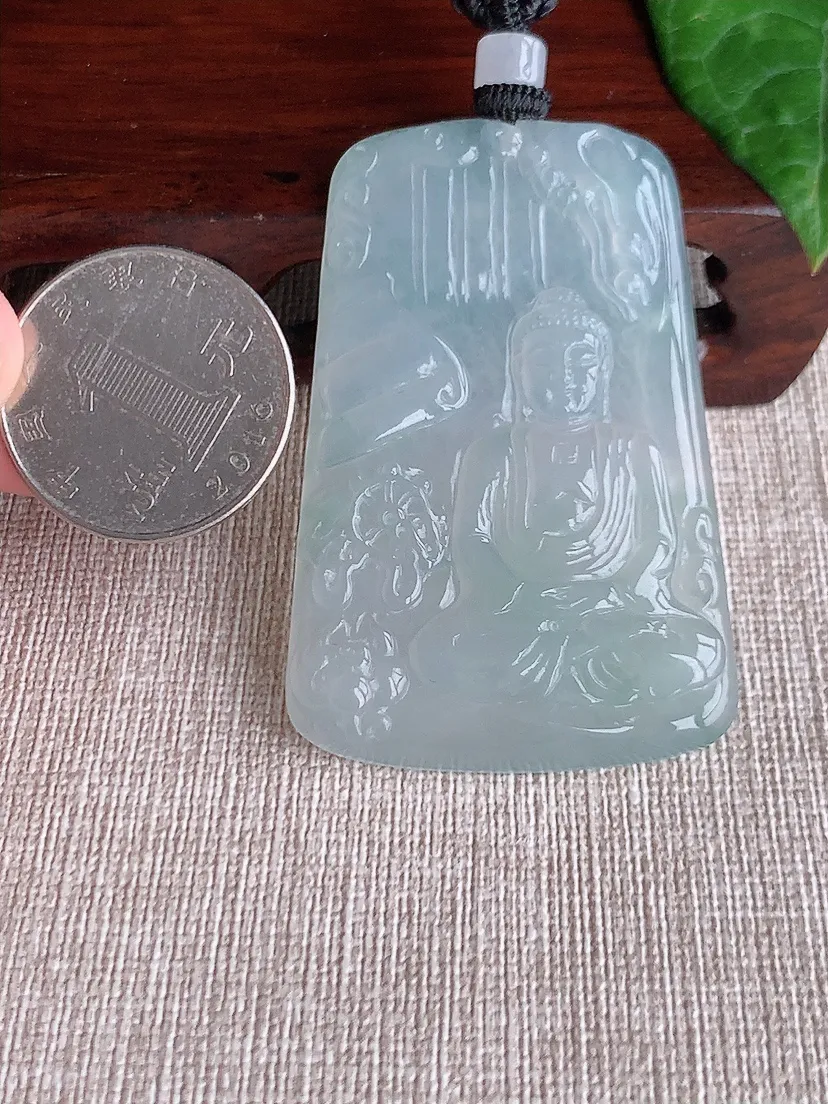 天然A货翡翠晴水大日如来吊坠尺寸56.3×37.4×5.5m量28.89g 0506