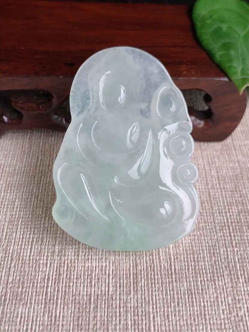 天然A货翡翠大势至菩萨吊坠 尺寸51.3×36.3×5.8m量20.45g 0507