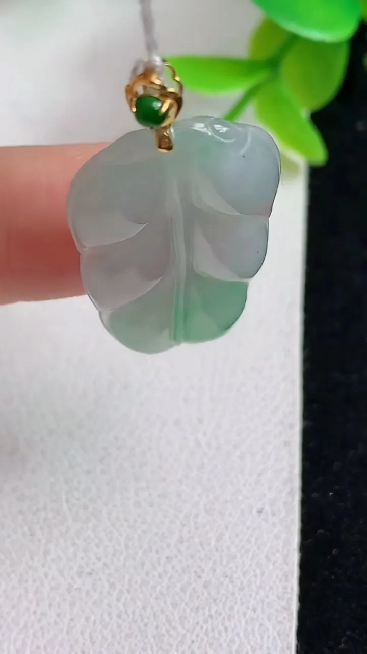 天然A货翡翠金枝玉叶 叶子吊坠，尺寸28-16-3.4，重量:3.13g
5月8日