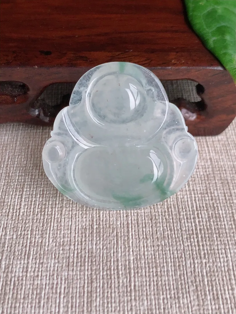 天然A货翡翠飘花大佛公吊坠尺寸35.4×37×5.8m量11.10g 0507