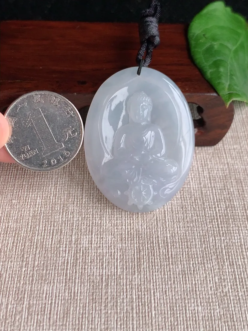 天然A货翡翠白月光阿弥陀佛吊坠尺寸45.7×34.6×5.7m量16.76g 0507