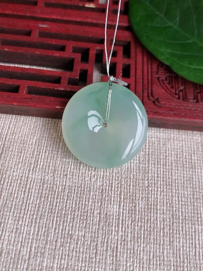 天然A货翡翠飘花平安扣吊坠尺寸24.4×5.3m量6.72g 0507