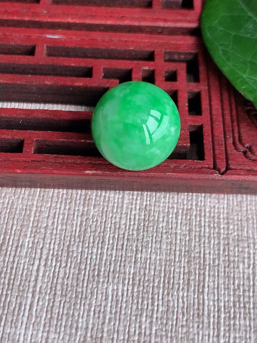 天然A货翡翠满绿圆珠转运件尺寸15m量6.08g 0506