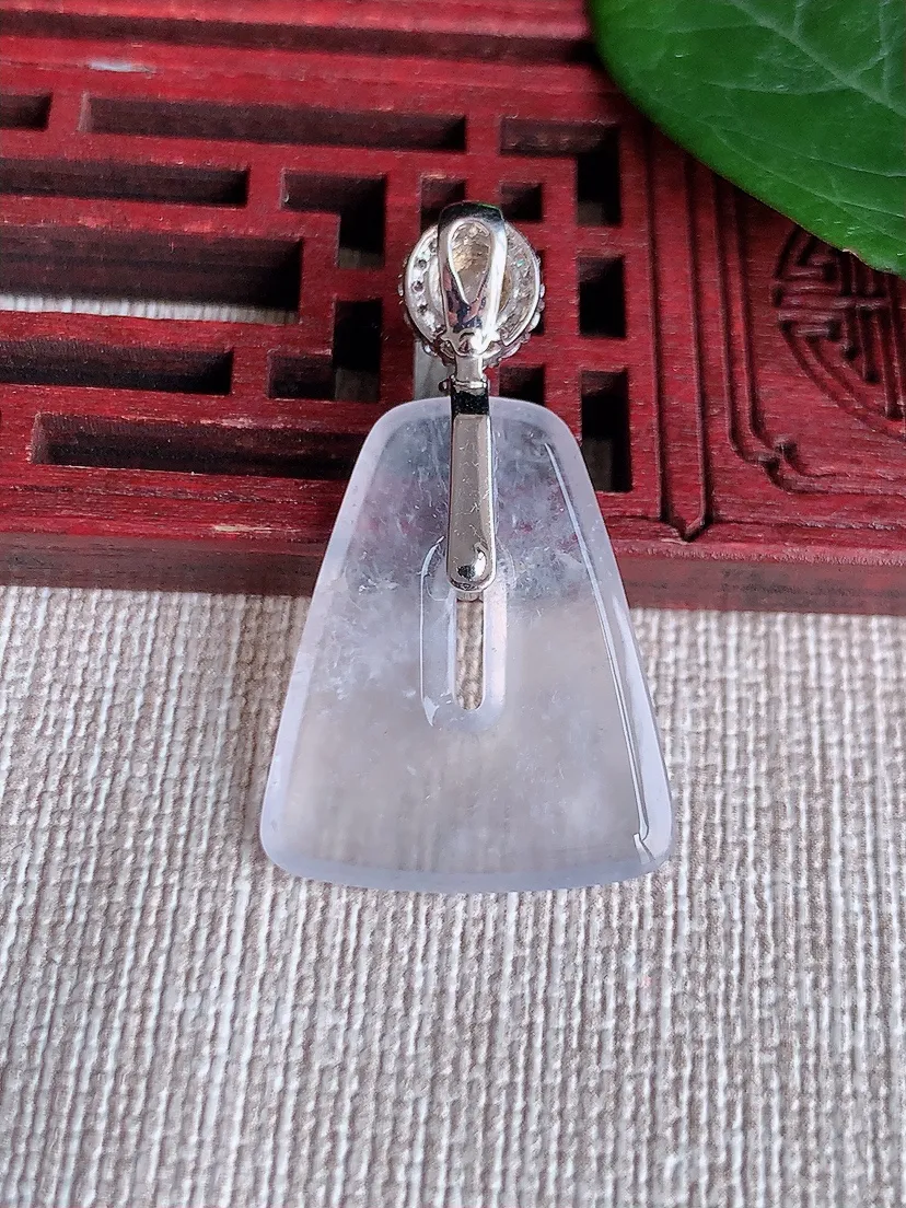 天然A货翡翠18K金伴白月光平安环吊坠尺寸34.5×24×20×3m量4.67g 0508
