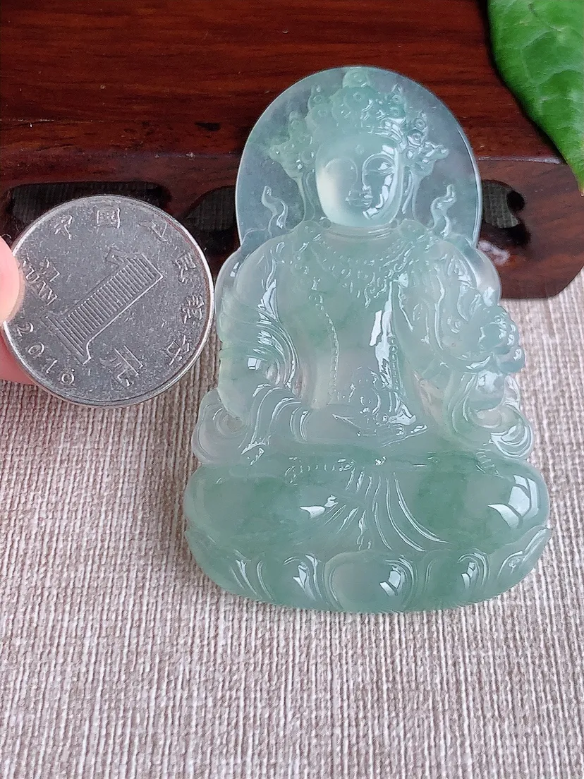 天然A货翡翠晴水大度母观音吊坠尺寸65.7×41.5×5.7m量26.77g 0508