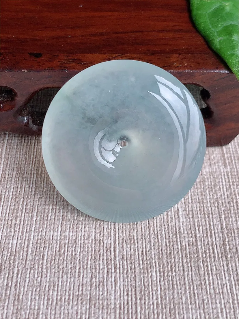 天然A货翡翠白月光大平安扣吊坠尺寸36×7.4m量19.45g 0508