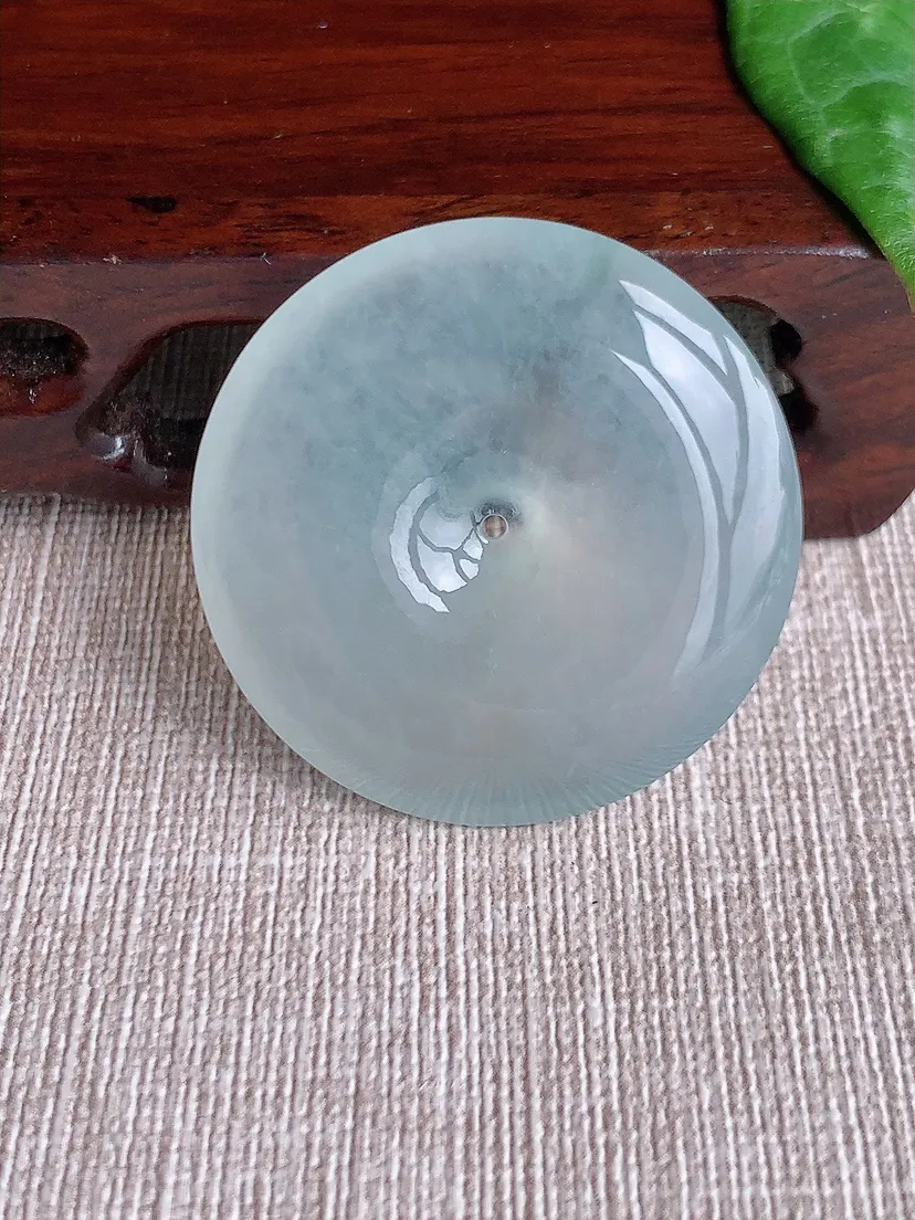 天然A货翡翠白月光大平安扣吊坠尺寸36×7.4m量19.45g 0508