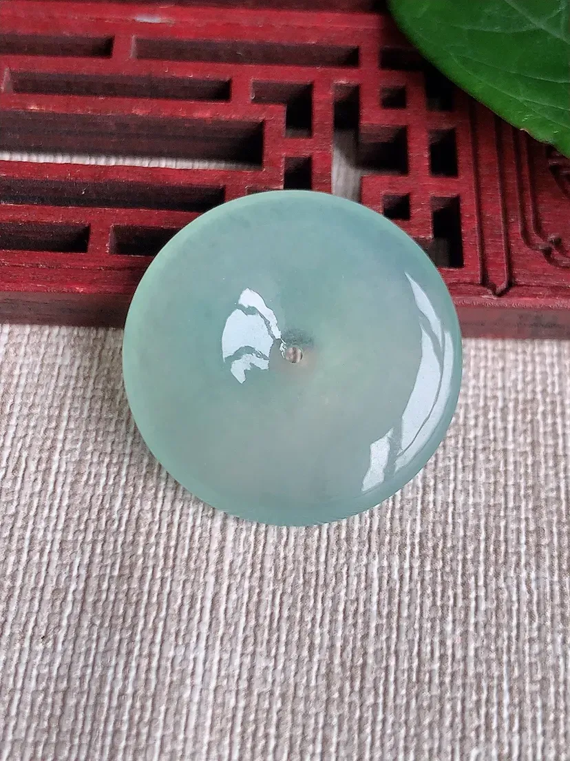 天然A货翡翠晴水平安扣吊坠尺寸27.7×5m量8.56g 0509