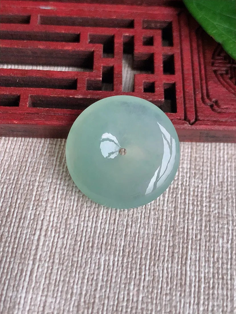 天然A货翡翠晴水平安扣吊坠尺寸22.4×5.5m量5.80g 0510