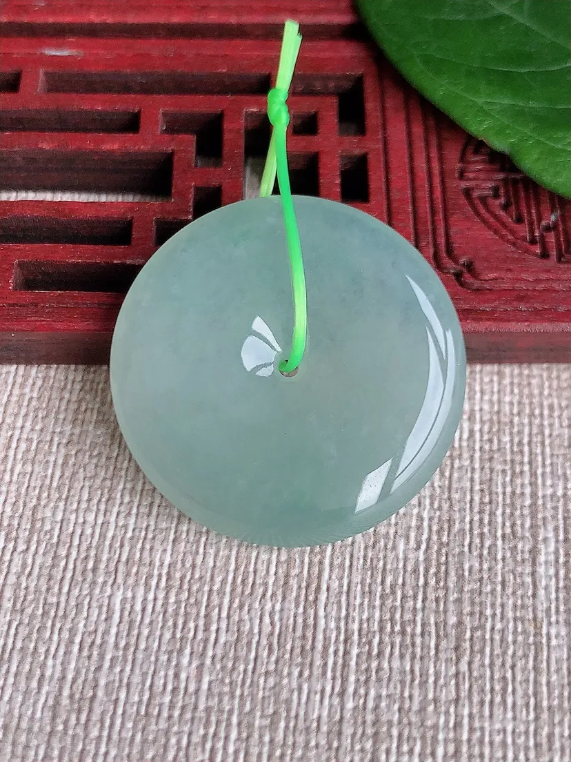 天然A货翡翠晴水平安扣吊坠尺寸28.8×5m量8.90g 0511